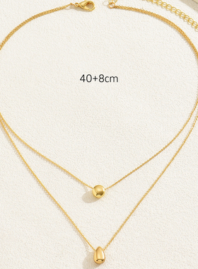 双层简约高级感项链金色爱心圆形吊坠颈链圆形女设计吊坠轻奢项链