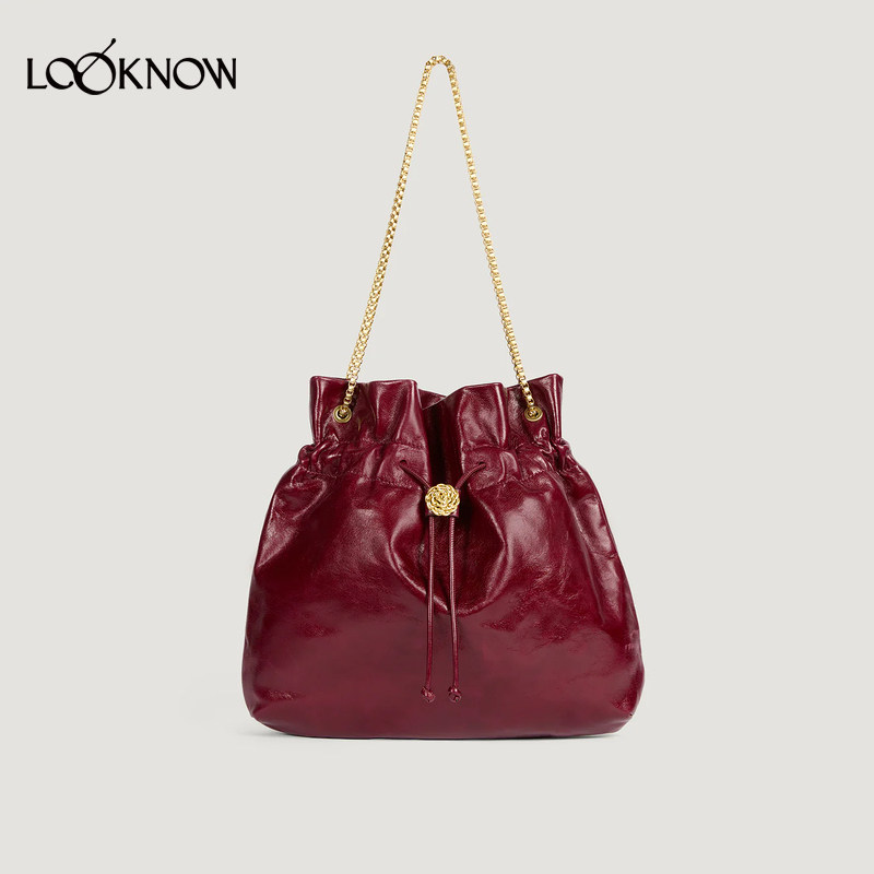 Rouje X LOOKNOW设计师品牌2025年冬季新款链条单肩包红色新年,淘宝优惠券,粉丝福利购,淘宝优惠卷