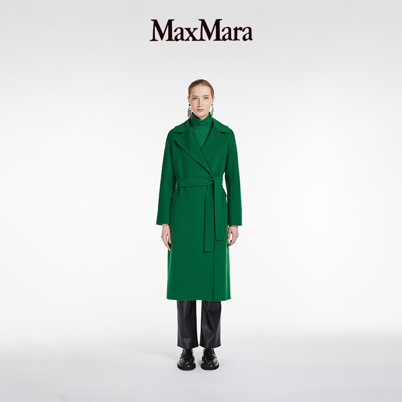 【限时加享】MaxMara 女装双面绵羊毛双排扣系带大衣9016153306& - 图1