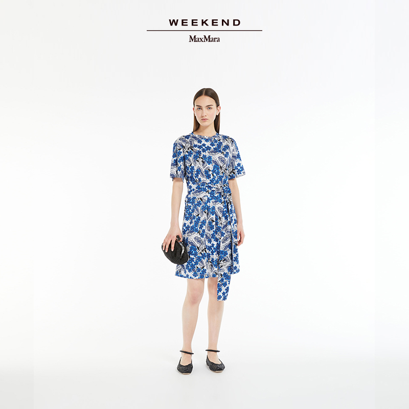 Weekend MaxMara 2024春夏新款女装棉质印花连衣裙5621084206 - 图0