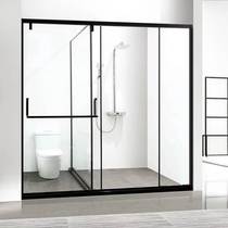 Direct sales Beijing Custom shower room partition T-shaped flat open bathroom glass door lined with simple toilet dry and wet
