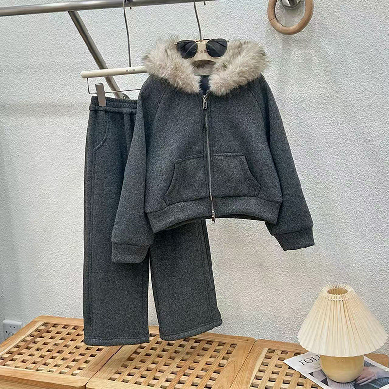 女童冬装套装儿童冬2025新款加绒加厚外套冬季秋冬阔腿裤两件套潮,淘宝优惠券,粉丝福利购,淘宝优惠卷