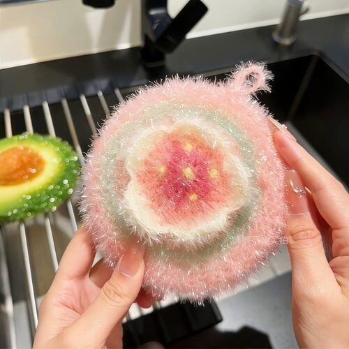 樱花海绵擦家用厨房洗碗巾樱花牛油果不伤手不掉丝不沾油刷锅神器 - 图3