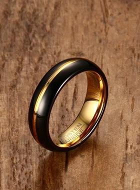 戒指个性男钨金男士潮指环戒子ins钨钢食指单身黑色欧美刻字黑泰