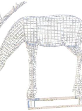 不锈钢镂空梅花鹿雕塑铁艺发光动物摆件草坪园林景观售楼处装饰品