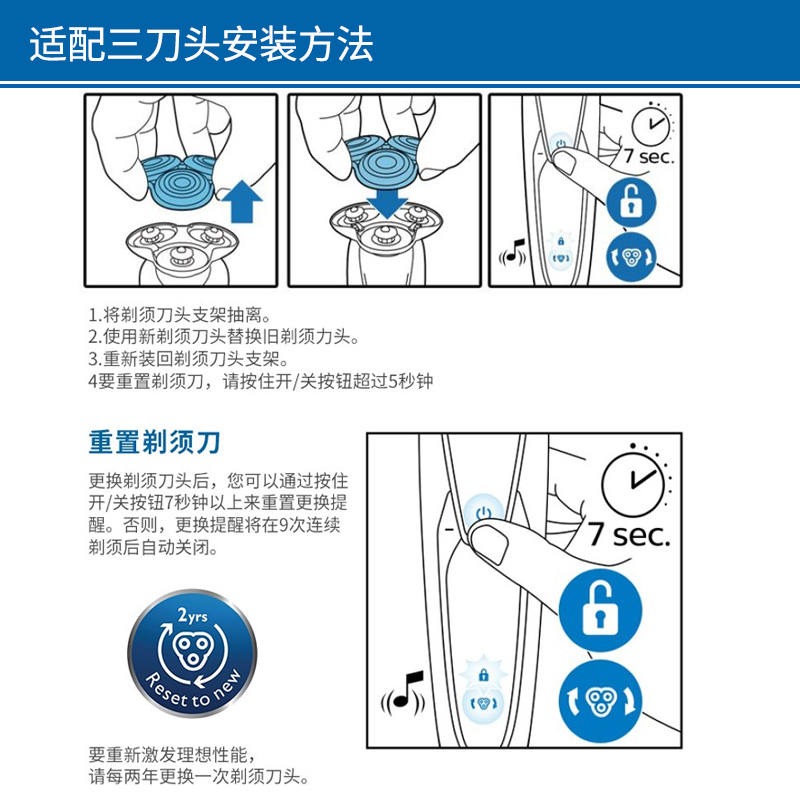 飞利浦剃须刀series8000/9000刀头男士刮胡刀s9031s9000配件SH90 - 图1