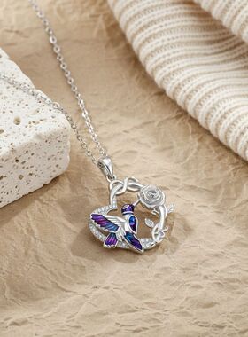 轻奢花朵小鸟吊坠项链男女通用合金不掉色锁骨链百搭饰品