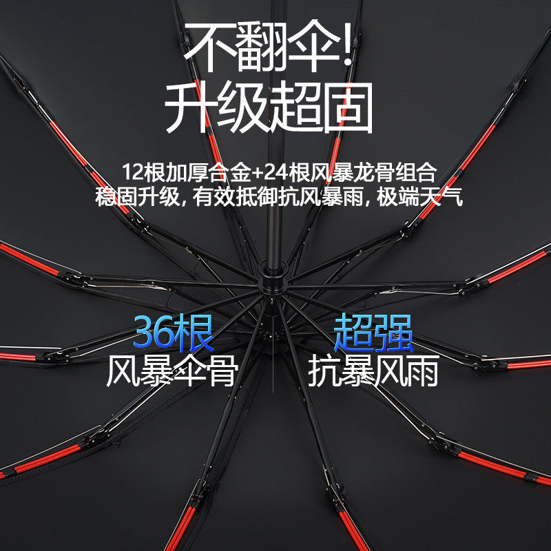 德国天珩Thmech进口骨加厚加大加固抗风暴全自动雨伞男反向机械伞