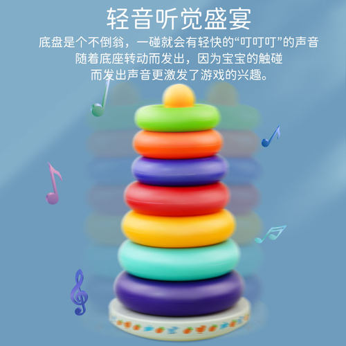 儿童叠叠乐婴儿益智玩具早教魔力彩虹圈一岁宝宝玩具0-1岁可啃咬 - 图1