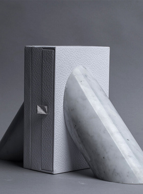 现代北欧大理石书档摆o件意式极简轻奢样板间书房书架书立书夹饰