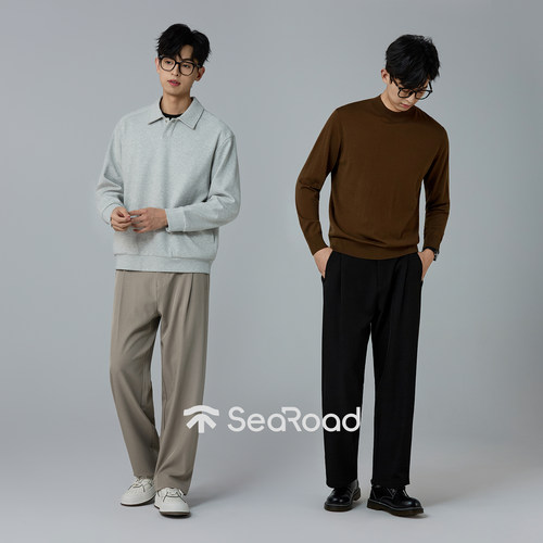 海上公路无侧缝休闲裤男士2026年四季款直筒易打理简约通勤长裤子 - 图3