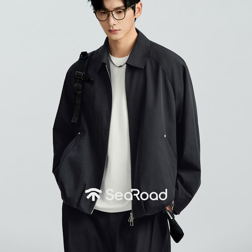 海上公路小包设计感夹克男士春季插肩袖大阔版松弛休闲通勤外套 - 图0