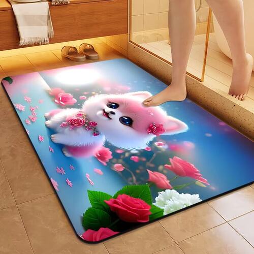 卫生间地垫软硅藻泥浴室吸水垫家用脚垫子厕所门口门垫卫浴地毯 - 图0