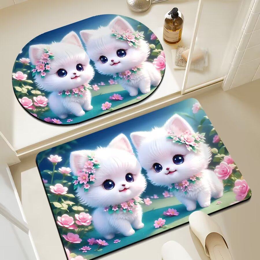 卡通硅藻泥地垫速干吸水防滑浴室卫生间厕所门口脚垫地毯可爱卫浴,淘宝优惠券,粉丝福利购,淘宝优惠卷