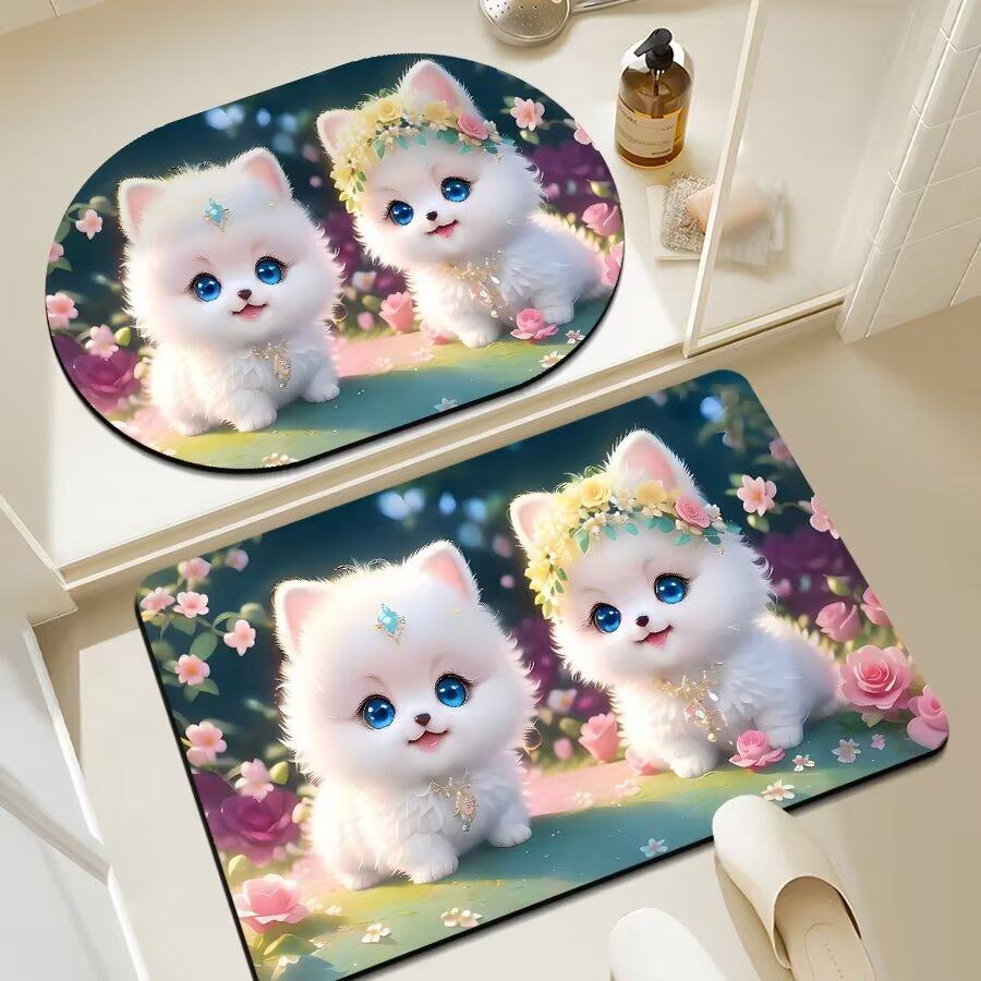 卡通硅藻泥地垫速干吸水防滑浴室卫生间厕所门口脚垫地毯可爱卫浴,淘宝优惠券,粉丝福利购,淘宝优惠卷