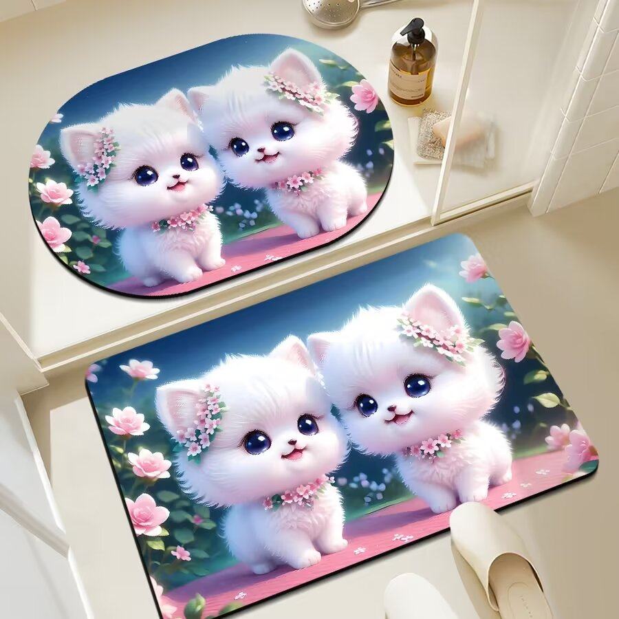 卡通硅藻泥地垫速干吸水防滑浴室卫生间厕所门口脚垫地毯可爱卫浴,淘宝优惠券,粉丝福利购,淘宝优惠卷