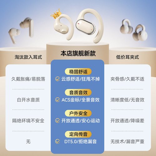 不入耳蓝牙耳机无线挂耳式气骨传导开放运动跑步2025新款久戴不痛 - 图0