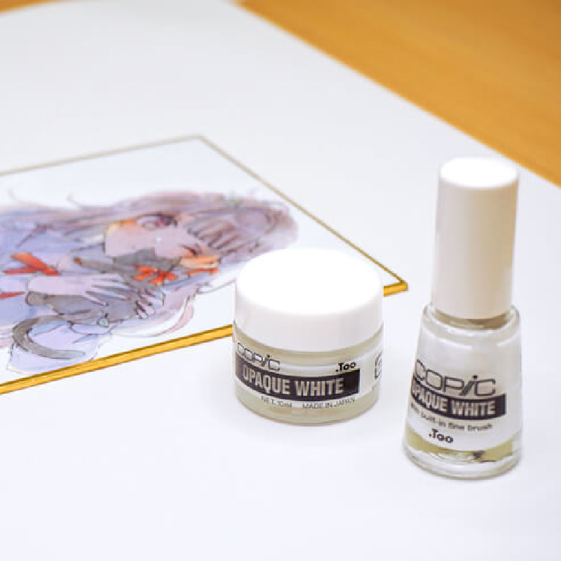 日本Copic Opaque White白色颜料/如油漆般的不透明/水彩高光墨水6ml10ml马克笔高光白色-图3