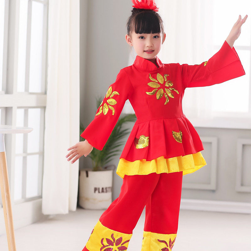 儿童舞台中国芭比舞蹈服装演出服 袖茗民族服装/舞台装