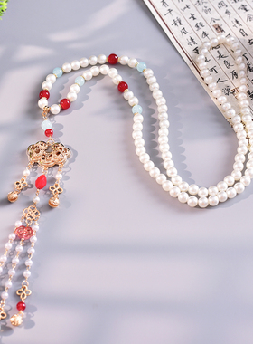 汉服配饰软璎珞白色项链吊坠长