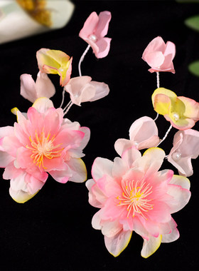 桃花仙子唐制温柔粉色仙气发簪