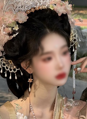 唐风珍珠流苏发簪新中式旗袍盘发