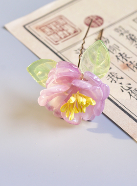 玫瑰花朵发钗汉服头饰发饰新中式