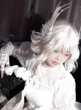 Lolita夹刺绣边夹白天鹅羽毛头饰