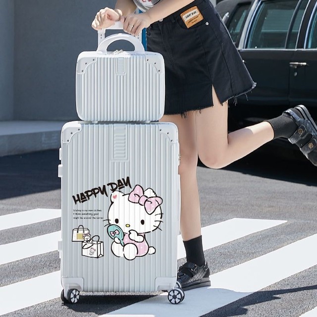 Hellokitty行李箱卡通学生女铝框万向轮密码拉杆箱结实耐用旅行箱