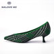 Malove fashion checkered kitten heel pointed toe princess shoes