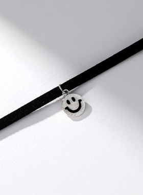 纯银项链女微笑颈链choker项圈