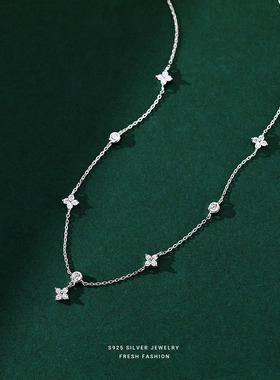 925银四叶草uvk银流苏颈链女