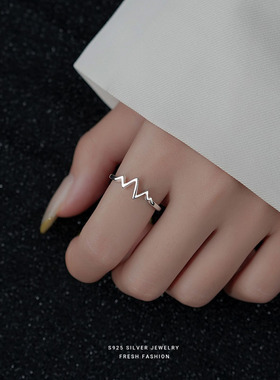 uvk女s925纯银心电图戒指