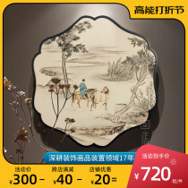 New Chinese pure hand painted country painting tea room Mind room decoration painting into the family Xuanguan irregular round dining room hanging painting