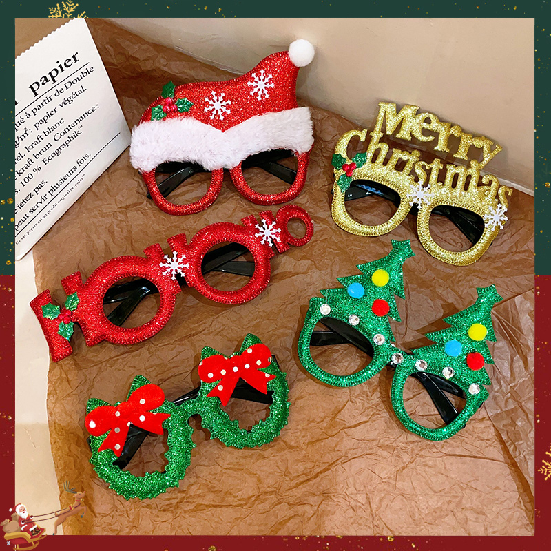 儿童圣诞节眼镜框装饰品可爱搞怪礼物2025新款圣诞老人头饰秋冬女 - 图2