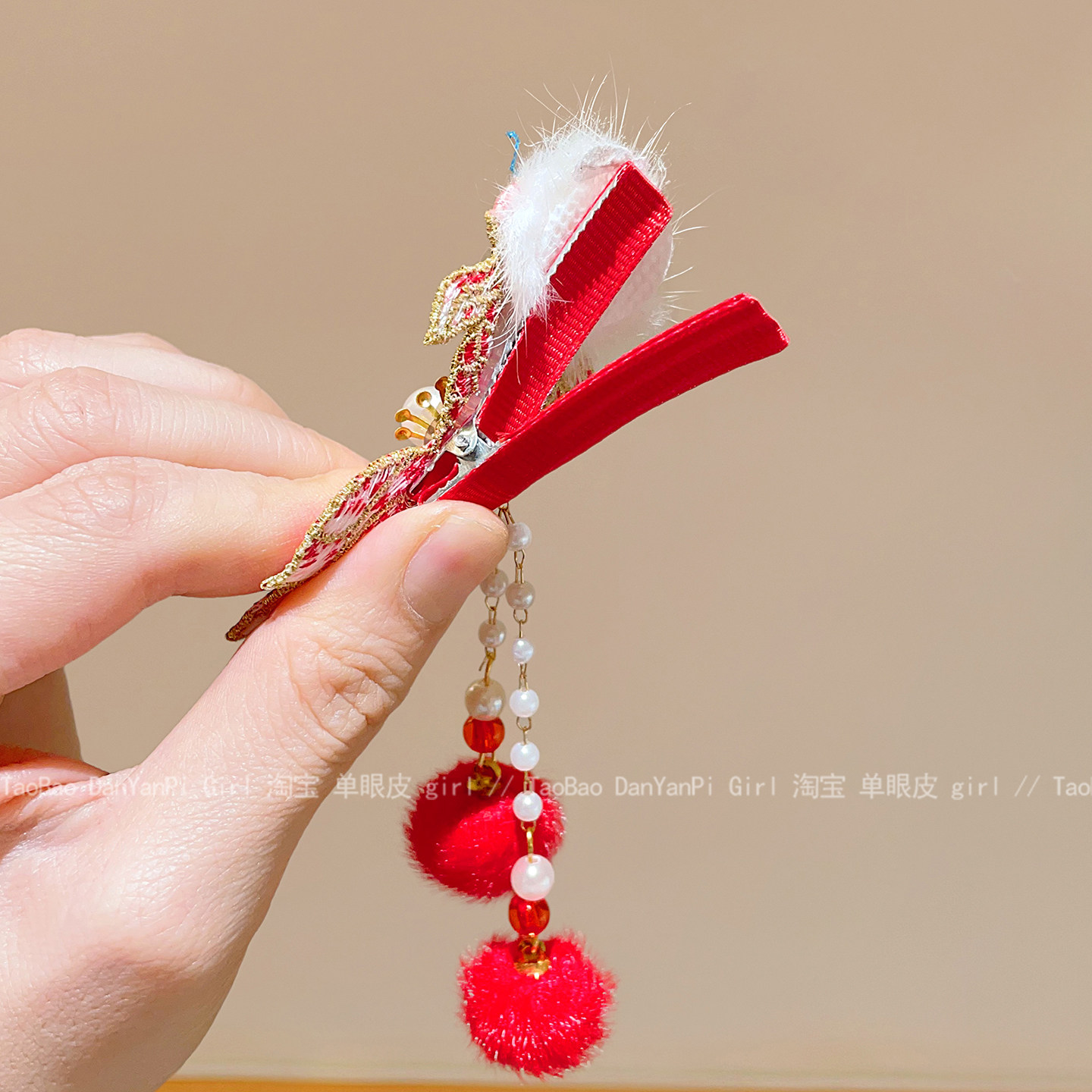 儿童新年灵动锦鲤发夹女孩过年红色喜庆发卡宝宝古风头饰春节发饰,淘宝优惠券,粉丝福利购,淘宝优惠卷