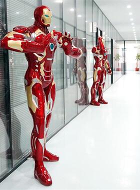 钢铁侠摆件大型漫威玻璃钢发光雕塑商场店铺影院卡通落地装饰模型