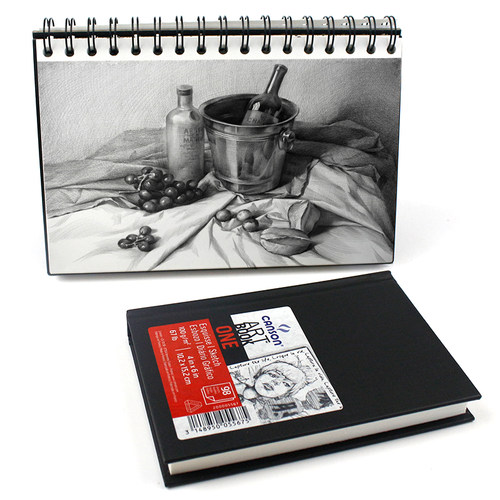【原装进口】canson康颂艺术绘画本黑皮素描本ART BOOK绘画本100克ONE系列速写本细纹彩铅本线圈手绘空白画本 - 图2