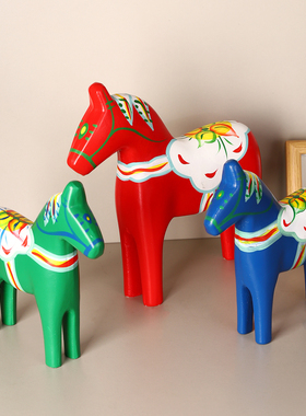 北欧达拉木马手工红色桌面小摆件