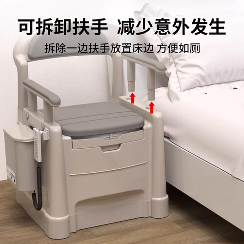 坐便器老人移动马桶可冲水卧室床边坐便椅电动冲洗移动智能马桶 - 图2