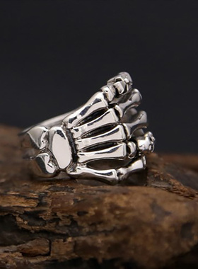 FuGui 复古欧美骷髅头鬼爪朋克风高级感戒指个性夸张男女情侣指环