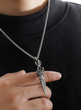 男霸气复古金刚杵项链毛衣链吊坠