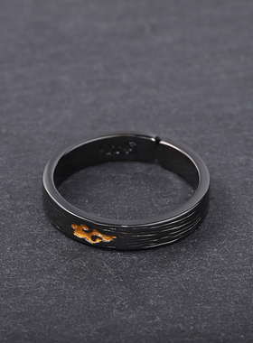 FuGui 轻奢黑色小众《祥云》戒指ins 潮男食指戒简约原创设计指环