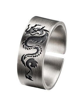 辰龙戒指男士复古潮痞帅指环高级感小众生肖龙开口单身戒原创设计