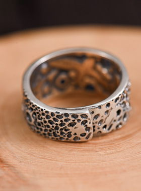 《星芒》戒指陨石男士戒指潮男复古个性宽面霸气做旧潮人开口指环