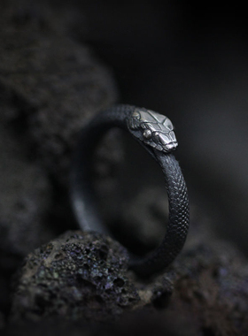 原创设计《衔尾蛇》戒指新款暗黑小众百搭简约男女情侣开口食指环