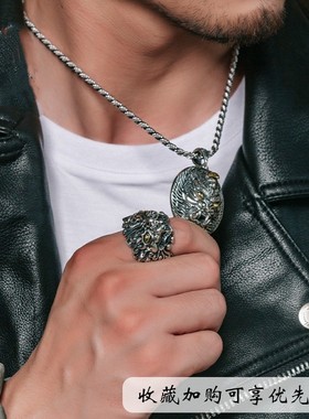 FuGui 新款手工貔貅戒指霸气男潮人复古天禄单身戒个性小众食指环