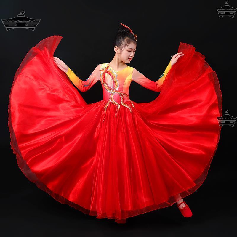 儿童六一表演出服女灯火里的中国舞蹈服万疆古典开场舞大摆裙六一 - 图1