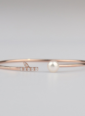 「9.5新」TASAKI(塔思琦)kugel 手镯海水珍珠750玫瑰金16cm手镯