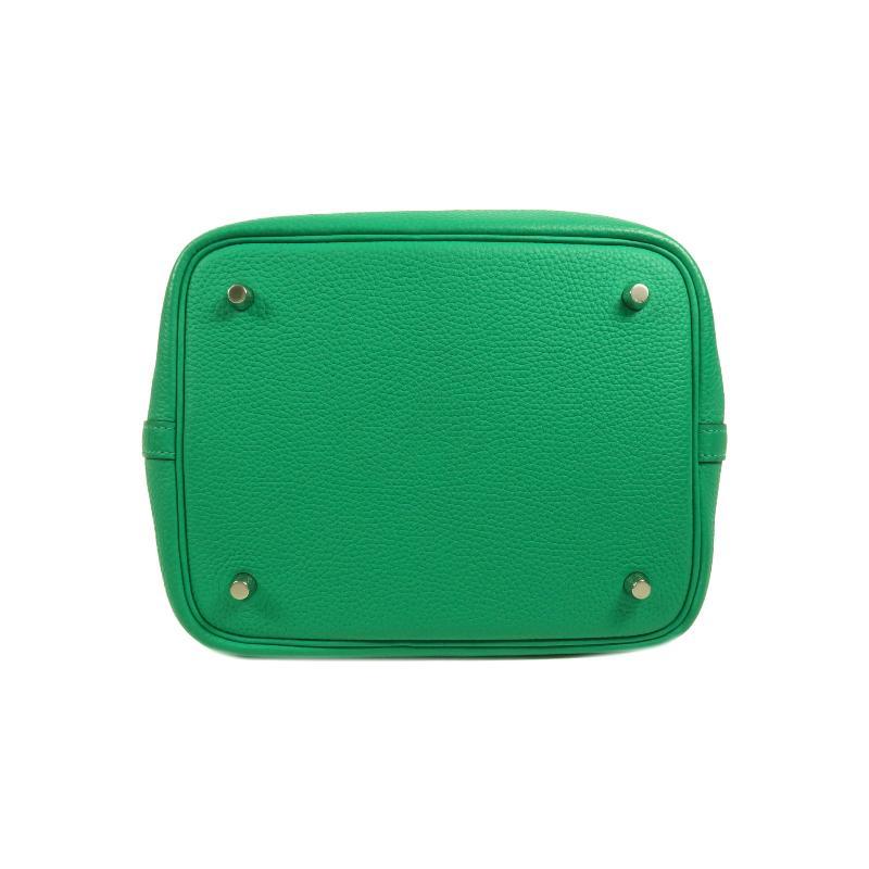 中古Hermes爱马仕女包A级95新Picotin MM菜籃子 MM牛皮手提包绿色 - 图2